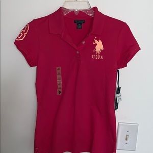 NWT Ladies polo shirt. Size XS. HOT PINK
